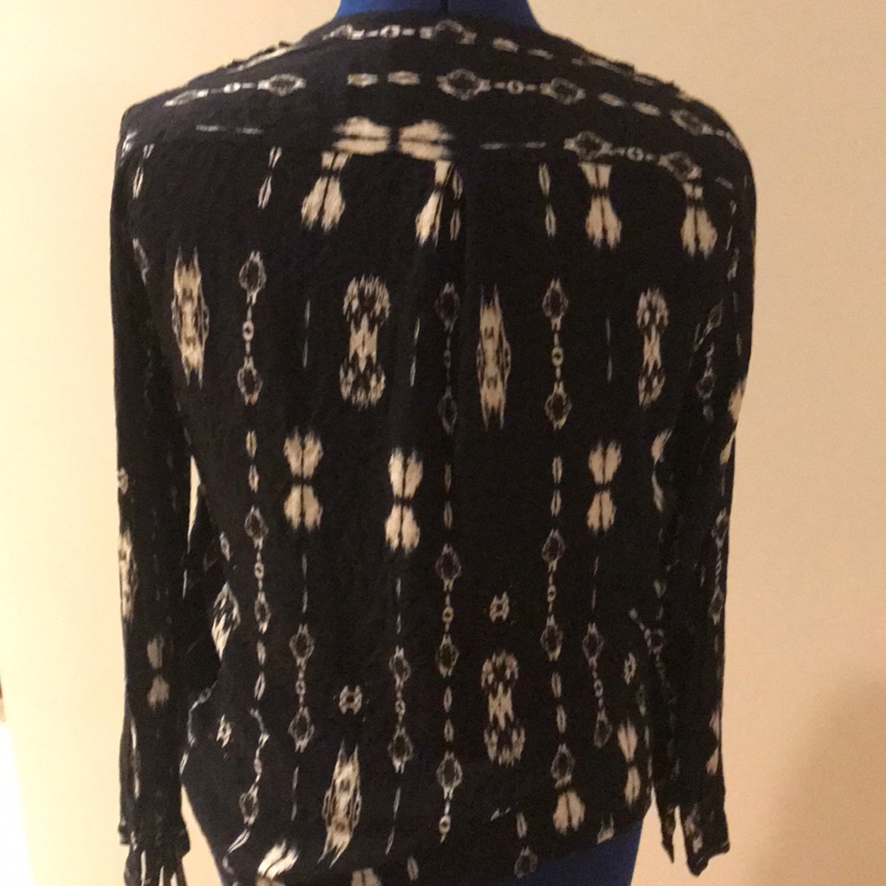 Massimo Dutti Black and Tan Long Sleeve Blouse - Picture 7 of 8